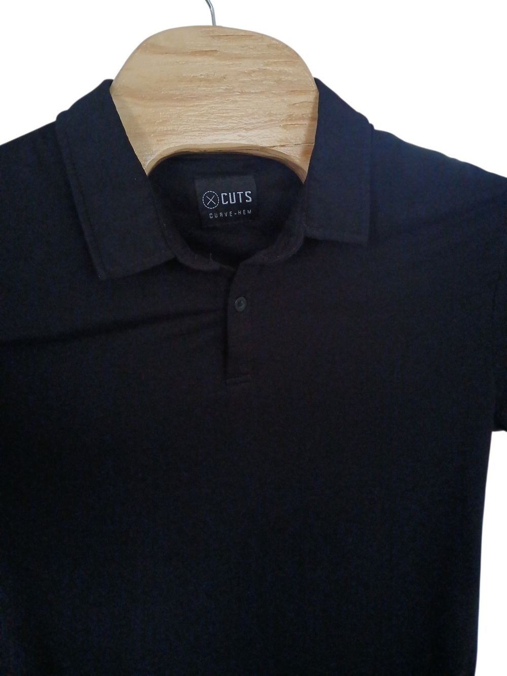Cuts Clothing AO Black Curve-Hem Polo Mens Large